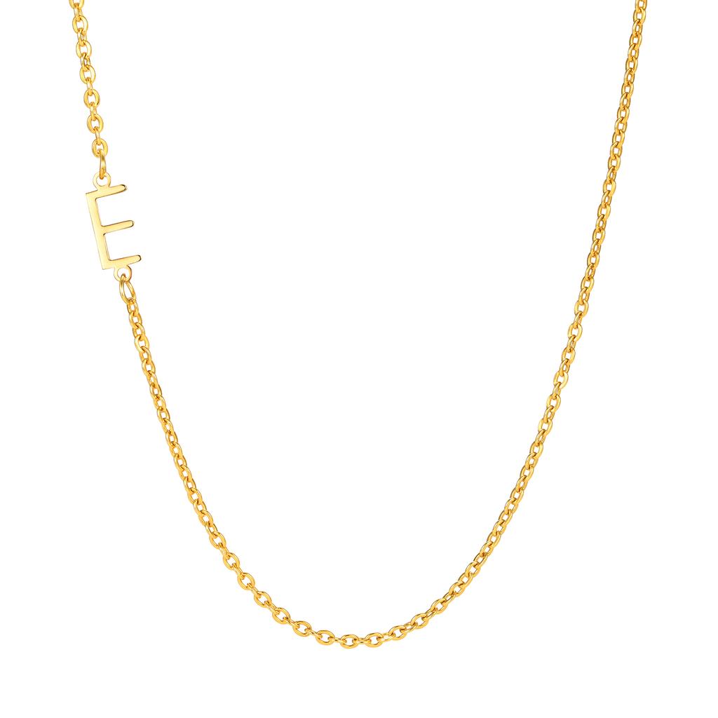 A-Z 26 Letters Initial Necklaces for Women 18k Gold Color Stainless Steel Necklace Rolo Chain Pendants Anniversary Jewelry