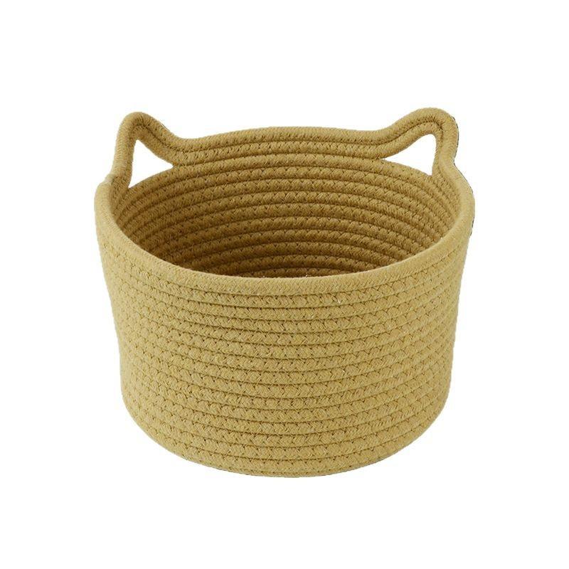 Cat Ears Desktop Storage Basket Handwoven Cartoon Storage Basket Living Room Key Cotton Rope Storage Basket Storage Basket