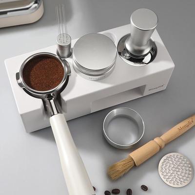 Three-Piece Coffee Tamper Set with Storage: Powder Dispenser, Tamper Base, and Coffee Tool
