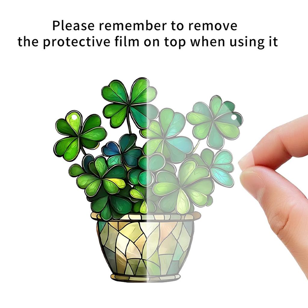 Stained Glass Window Hanging,Green Clovers Sun Catchers Colorful Window Panel Bless Suncatchers Decors Home Decors