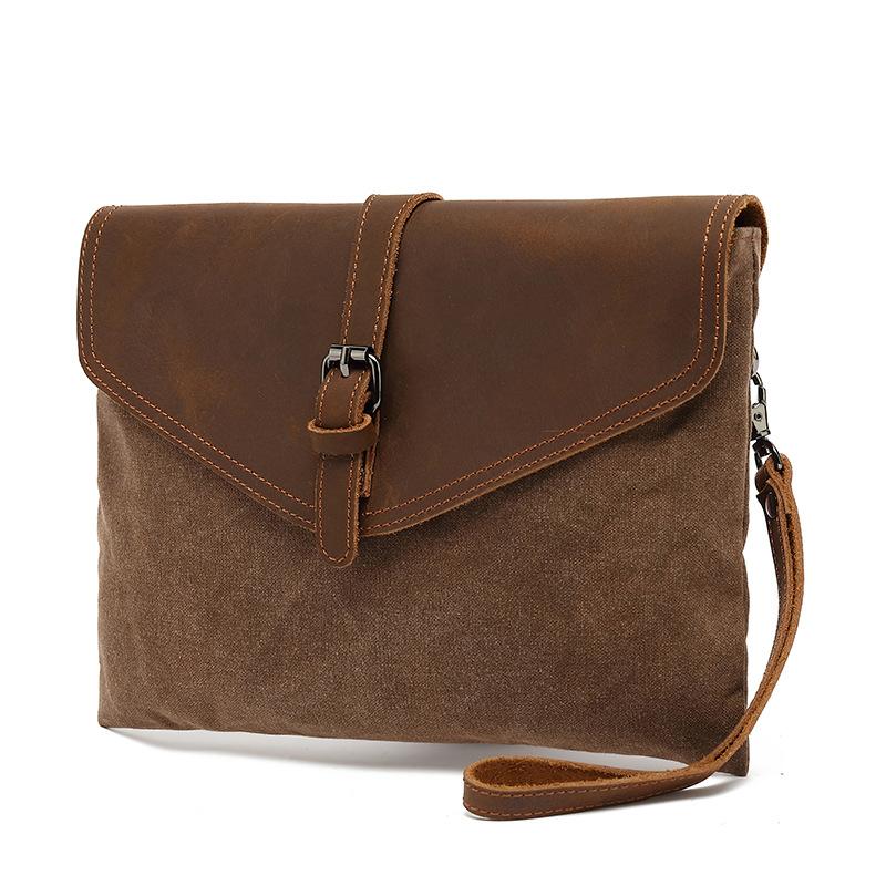 New Retro Handbag, Men's Trendy Handbag, Men's Envelope Bag, Waterproof Canvas Single Shoulder Crossbody Small Bag