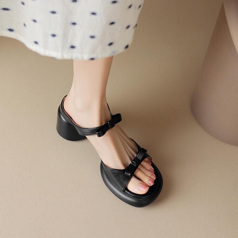 

Summer women s casual large size cool slippers thick bottom non-slip comfortable thick bottom square heel sandals women s new high-heeled slippers 39 чёрный