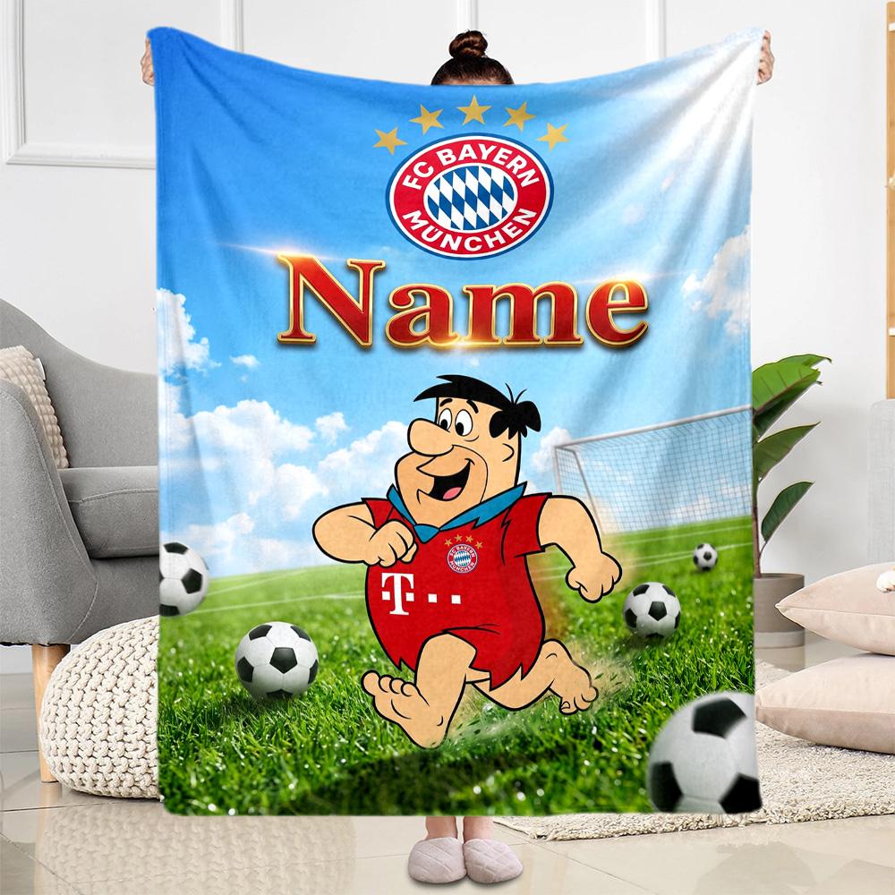 Bayern Munich Jersey Personalized Name Blanket Cozy Customizable Blanket Warmthful Decor Great for Nap Office Seaside Bed All-Season Use