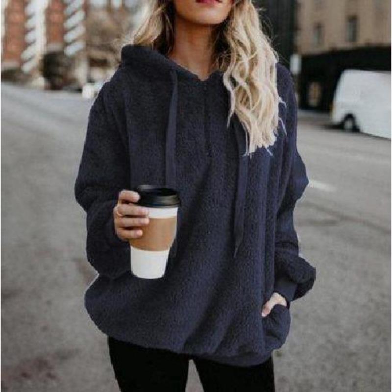 YYFS Sweat à capuche et sweat-shirts à manches longues pour femmes, mode décontractée, couleur unie imprimée