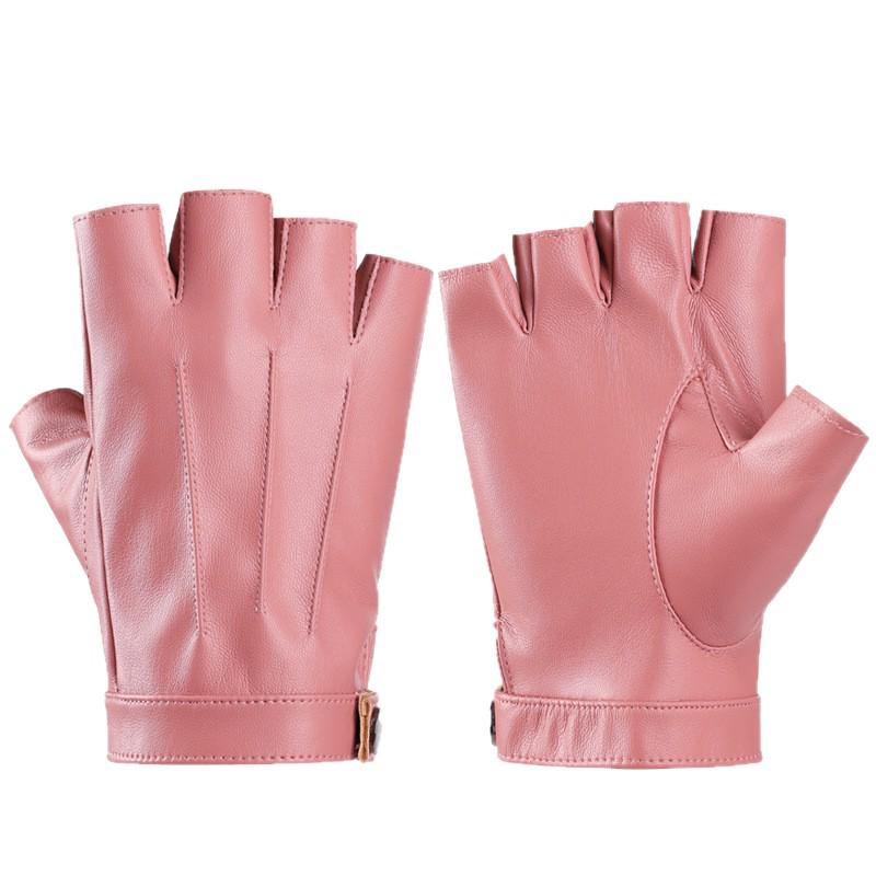 Women's Korean Style Fashion PU Leather Fingerless Gloves for Cycling, Driving & Outdoor Activities