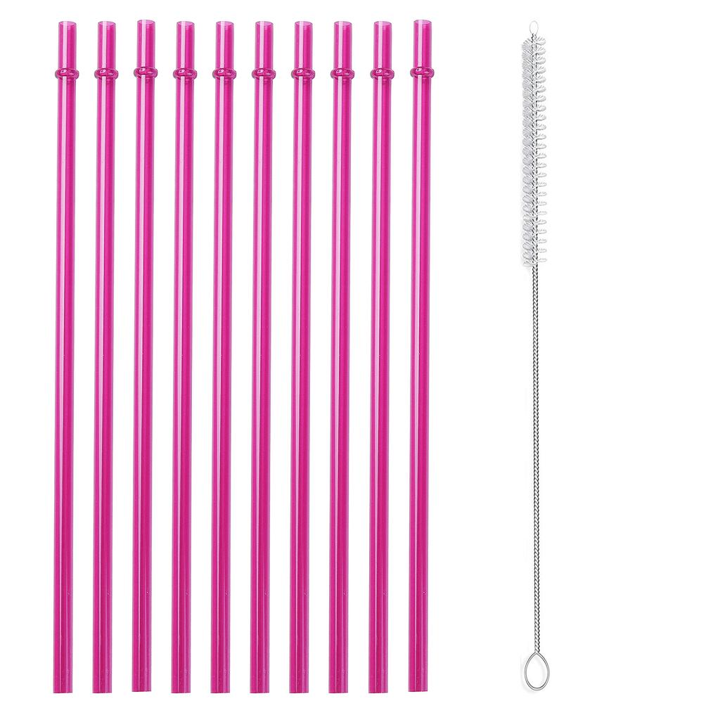 10 Stück wiederverwendbare Strohhalme mit 1 Bürste, 26,7 cm lange Tritan Hartplastik-Strohhalme für 470 ml - 950 ml Becher, Gläser, YETI