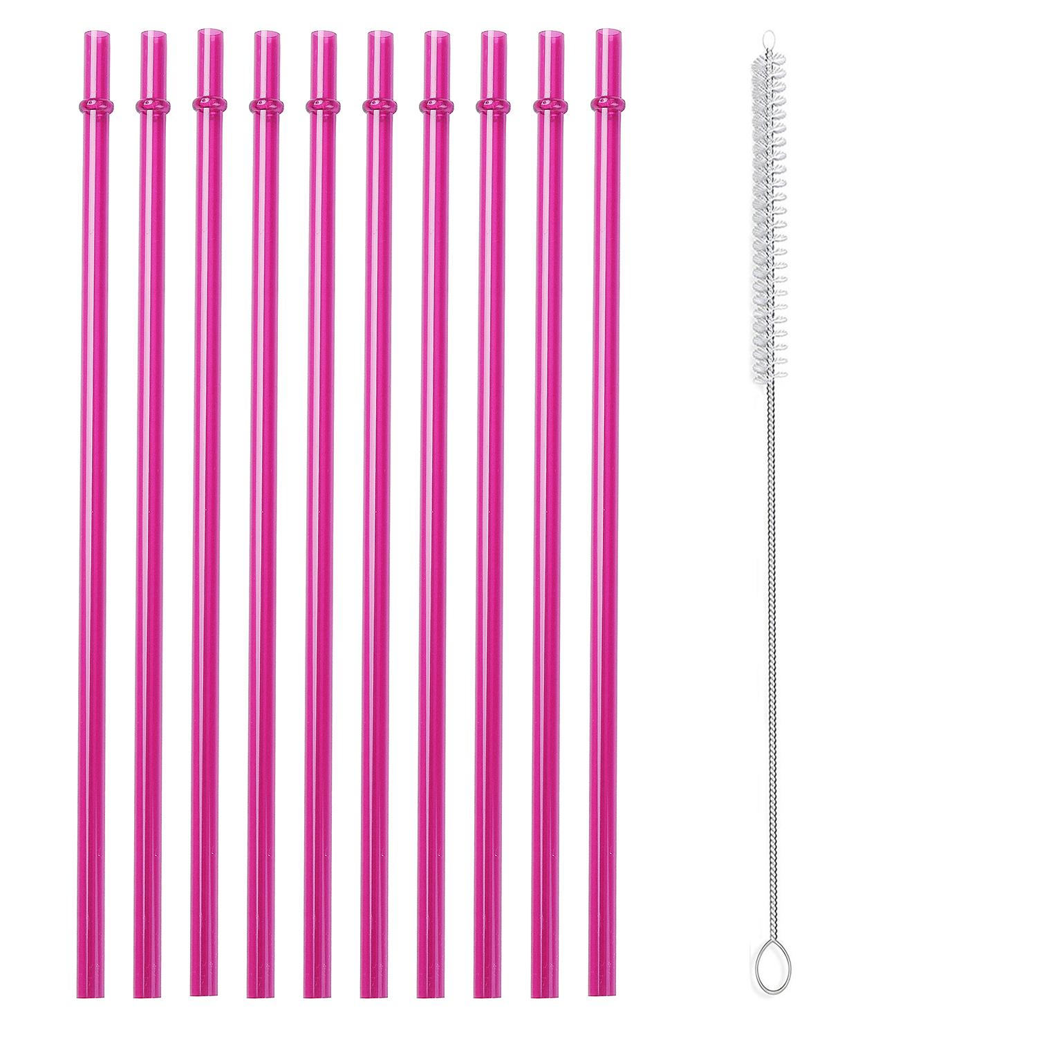

10 PCS Reusable Straws with1 Brushes, 10.5 Long Tritan Hard Plastic Straws for 16OZ-32 OZ Tumblers, Jars, YETI