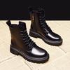 High-quality Lace-up Martin Boots Women's Autumn and Winter New Velvet British Style Single Boots Thick-soled Zipper Short Boots