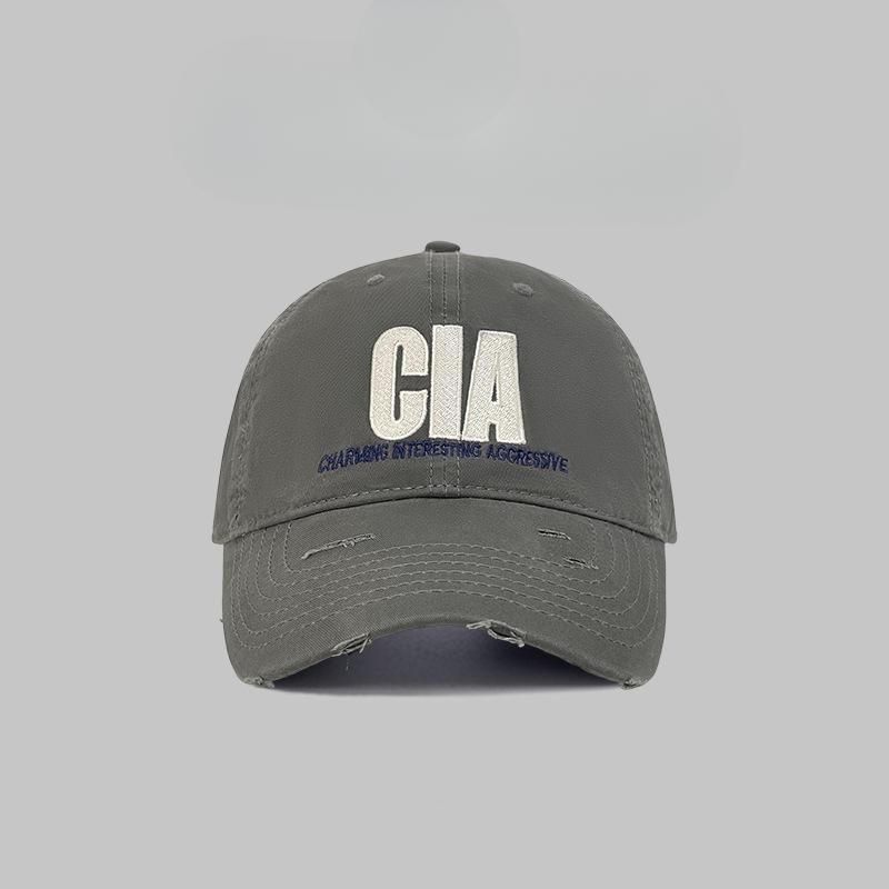 Old and Worn Letters Baseball Cap Women's Street Versatile Face Showing Small Duckball Cap Couple Traveling To Protect The Sun