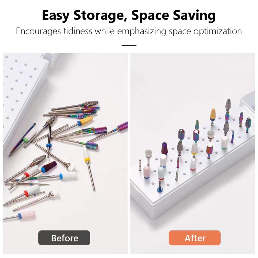 30-Fächer Aufbewahrungskoffer für Nagelfräser, Tragbarer Organizer & Ausstellungsständer für Nailart-Fräser, Salonzubehör