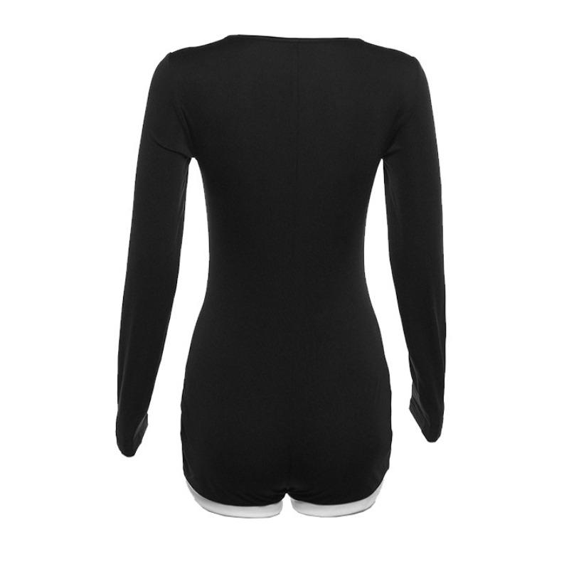 New Fashion Long Sleeve Slim Fit Sexy Jumpsuit Women Square Collar Solid Elegant Street Y2K Jumpsuits Women Rompers Casual High Waist Bodysuits 25749