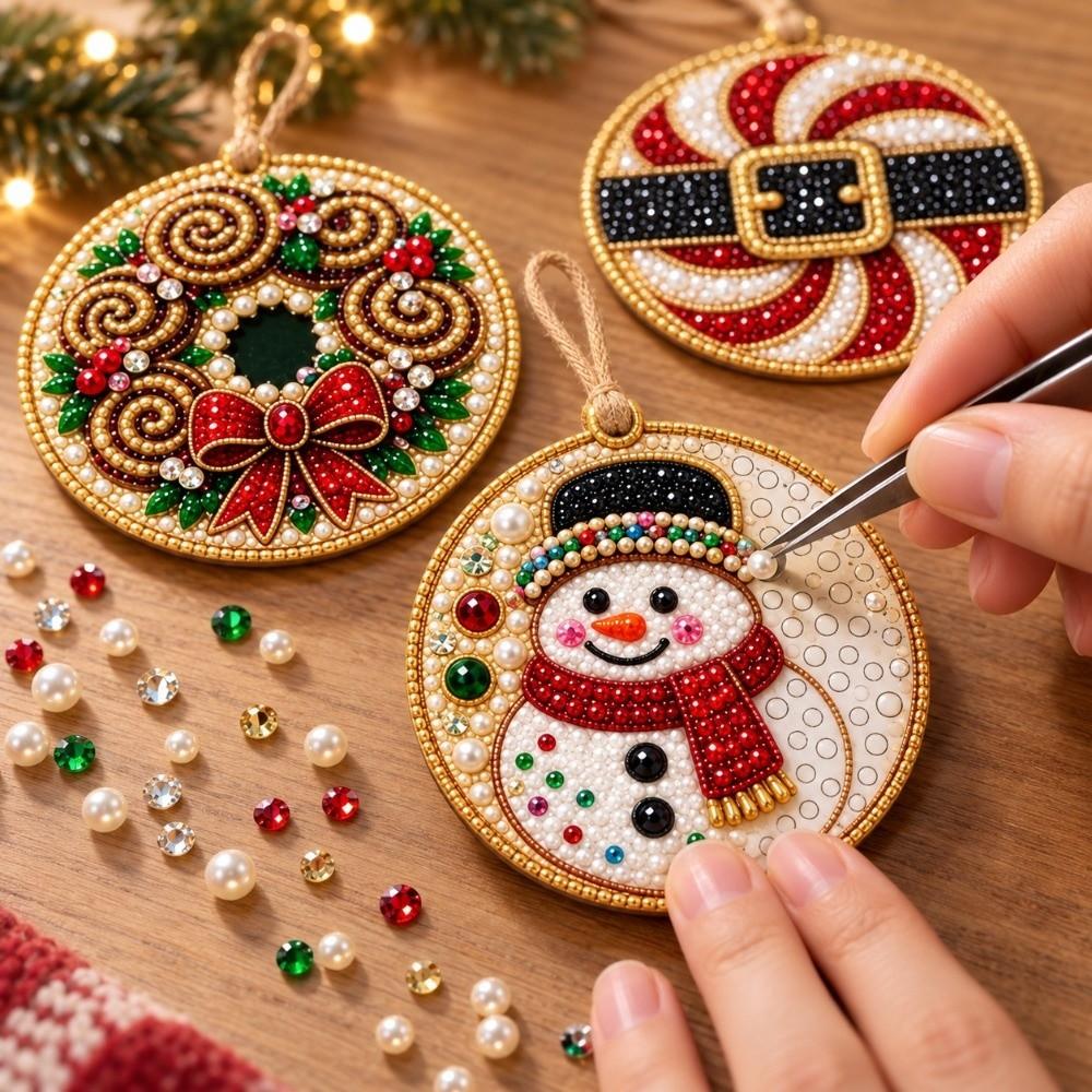 6 stuks DIY Ambachtelijke Parel Diamant Schilderen Kit Kerstman Kerstboom Hangend Ornament Kerst Thema