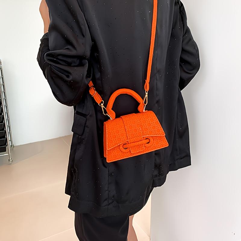 Woven Pattern Mini Handbag Women Solid Color Crossbody Bag Fashion Top Handle Square Purse