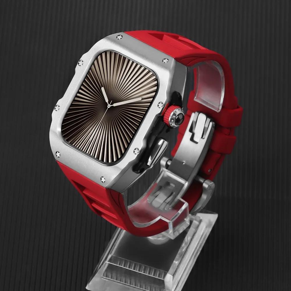 

Набір ремінців з нержавіючої сталі+фторкаучуку для Apple Watch Ultra 3 2 1 49 мм Розкішний комплект для модифікації для iwatch Серії 11 10 46 мм 42 мм Ultra 3 2 1 49mm