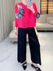 2025 Spring Butterfly Print Ruched Nine-Sleeve Cardigan: Chinese Style Buttoned Top for Moms