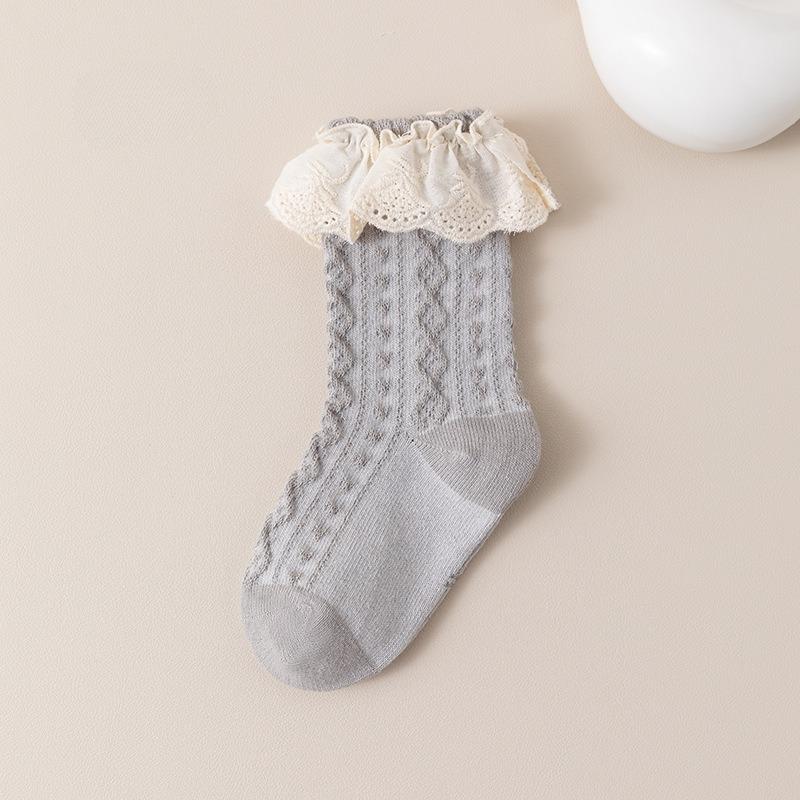 Baby Socks Spring Andautumn Styles Children's Socks Lace Socks Class A Cotton Mid-calf Socks Girls' Short Socks Infants and Toddlers 0-5 Years Old