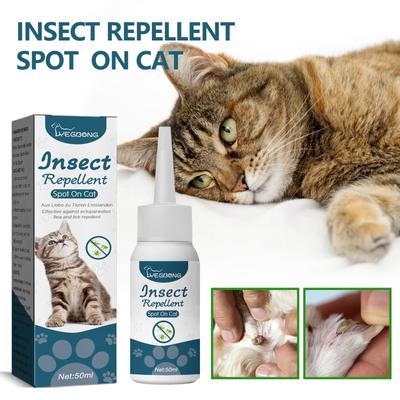 Pet Flea Drops Mites Ticks Lice Insect Cat Itch Skin Prevention Dog Flea Liquid 50ML