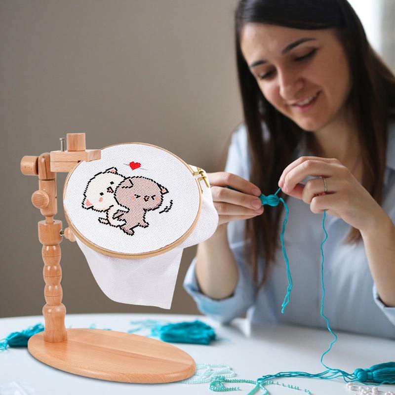 Embroidery Stands For Hand Work Wooden Embroidery Frame Stand Adjustable Rotatable Needlework Stand Embroidery Hoop Holder Desk