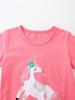 European Unicorn Print Girls' T-shirt & Plaid Shorts Set - Knitted Cotton