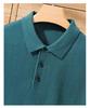 Men's Casual Polo Collar Knitwear: Spring/Summer Solid Color Short Sleeve Pullover