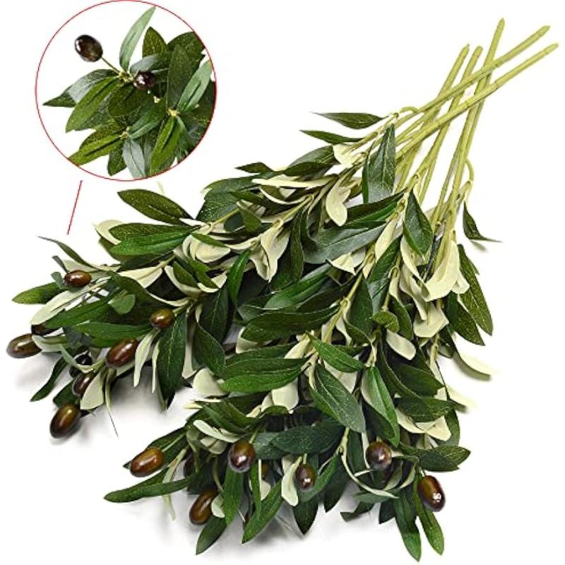 2/6/9PCS Olive Branches Artificial Plants Greenery Stems Olive Leaves Fake Fruits Silk Plants