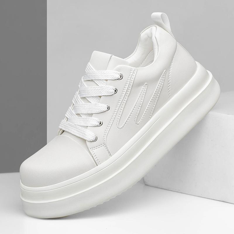 Genuine Leather Men's Casual Shoes New Male Skateboard Footwear Thick Bottom Walking Shoes Outdoor Lace-Up Men Sneakers Trainers