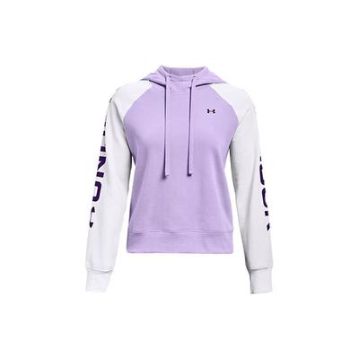 Logo Pattern Color Block Loose Fleece Hoodie Women Hoodies Purple 1365861-532