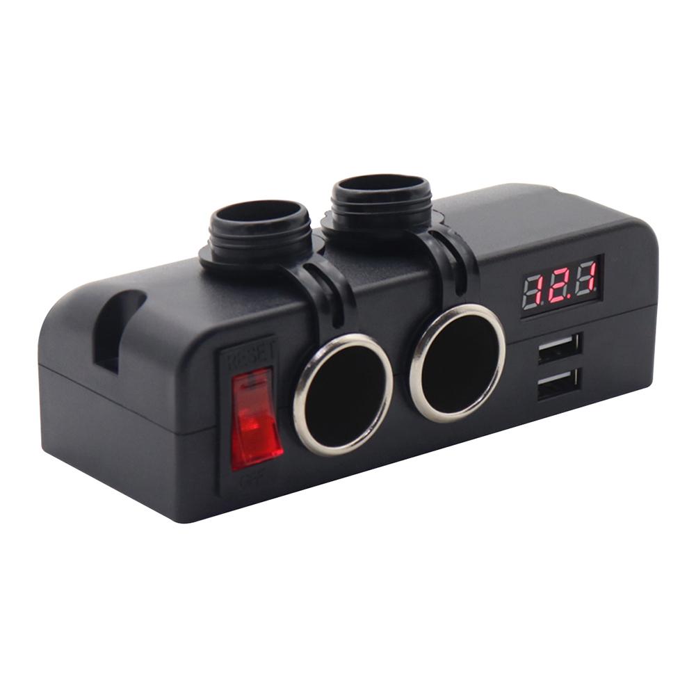 12/24v 3-in-1 Car Charger Usb Charger Voltmeter Cigarette Lighter Female Socket With Indicator Light Modified Parts