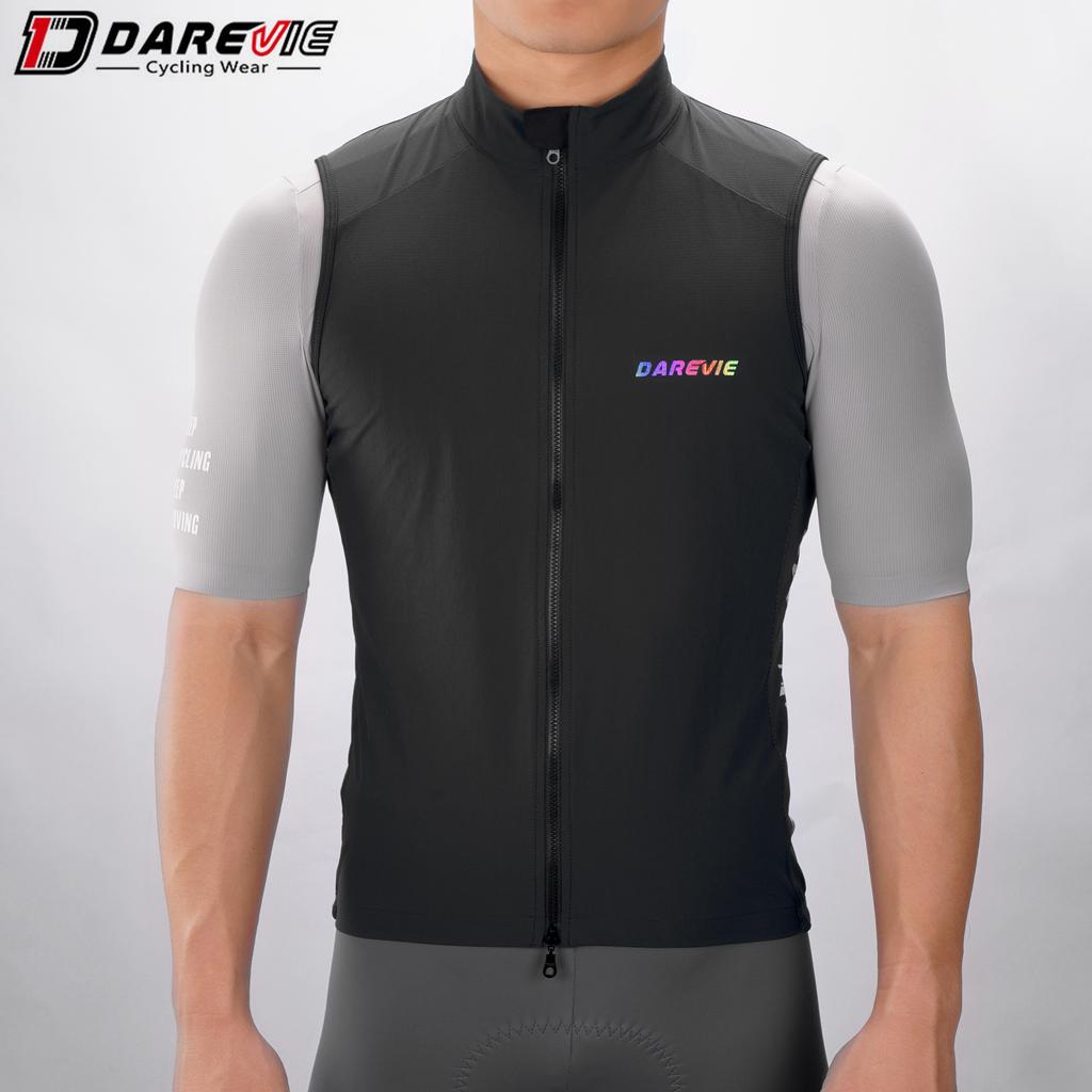 Darevie Cycling Windproof Sleeveless Bicycle Jackets Breathable Lightweight Double Zipper Cycling Gilet