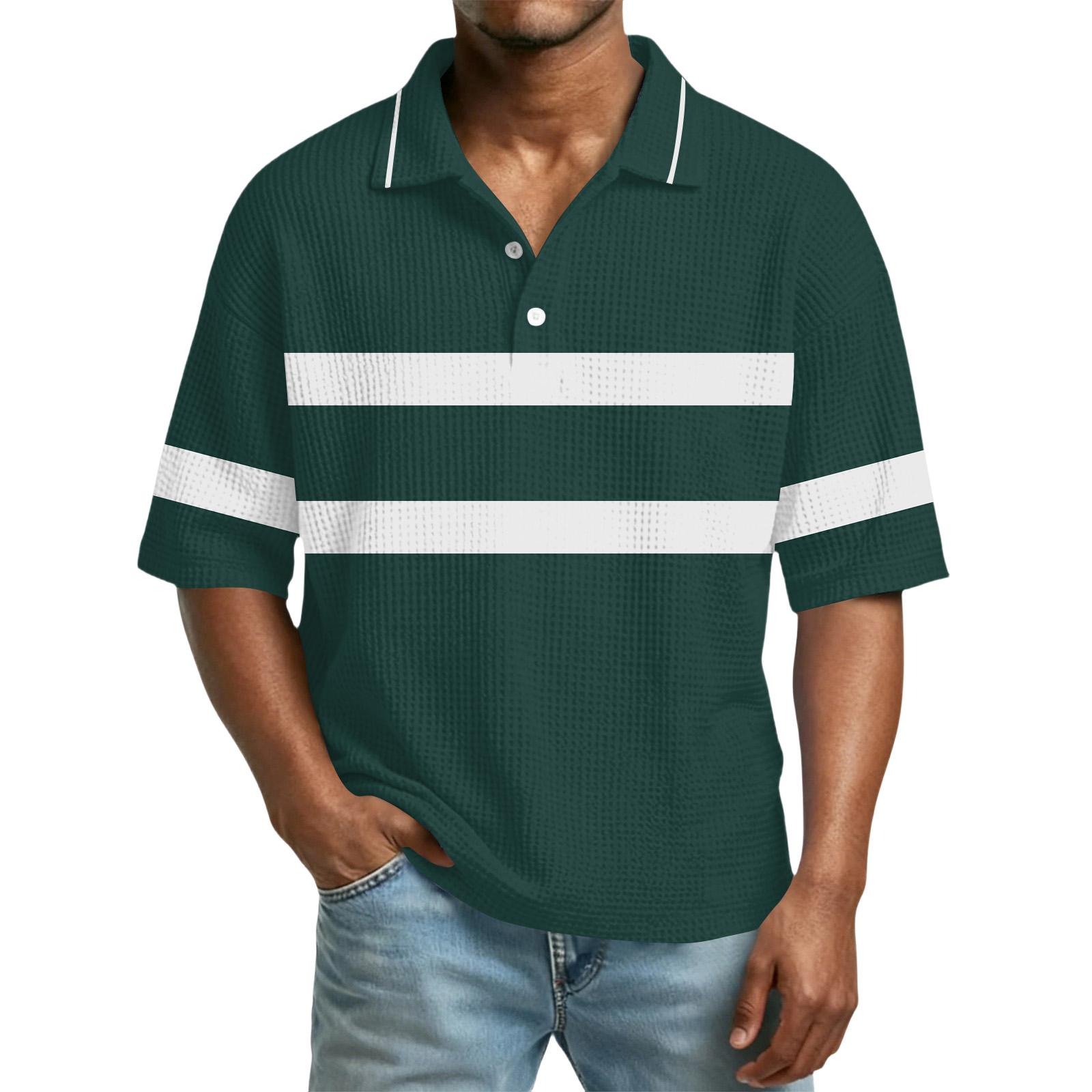 

Men s Color-Block Collar Short-Sleeve Casual Top S