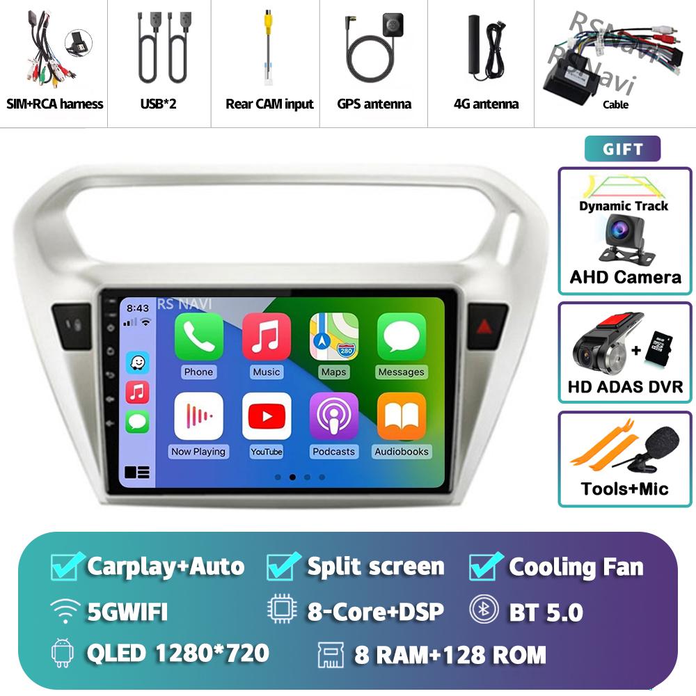 Android 14 Carplay Car Radio For Peugeot 301 2013 - 2016 Multimedia Video Player Navigation GPS Stereo AI Voice 360 Camera 2Din