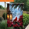 2D Flat - 2D Flat Printing Garden Flag 1pc, Cardinal Lantern Snowy Window Decor Durable Single-Sided Print Yard Flag, Garden & Home Holiday Decoration