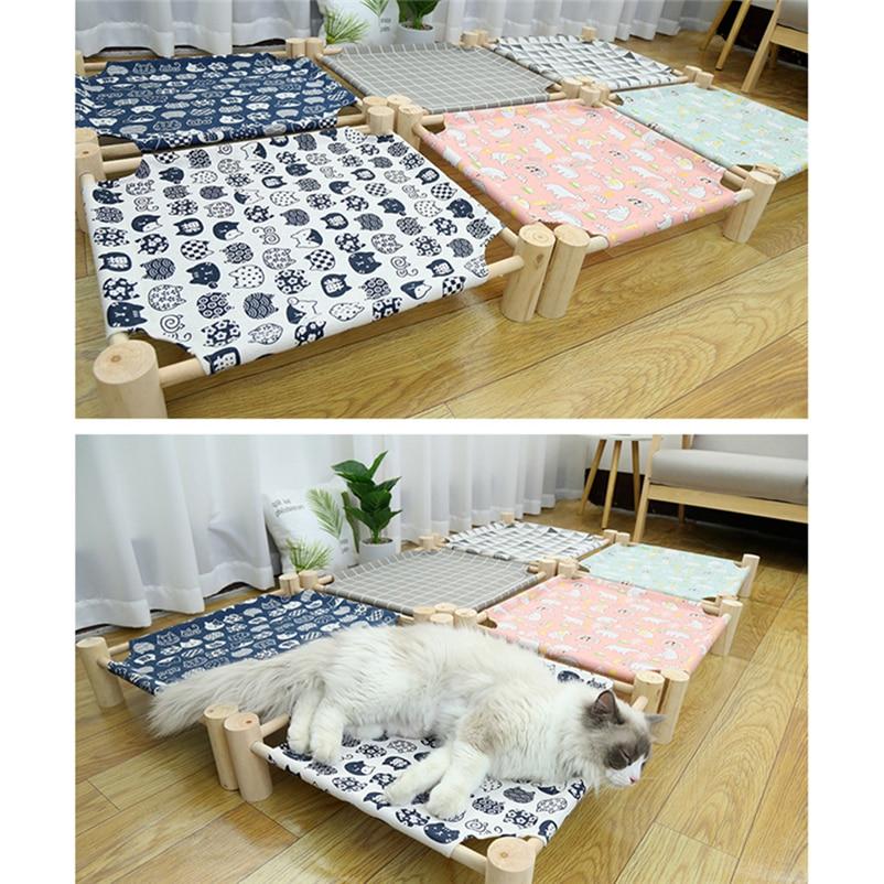 1Pc Elevated Cat Bed Pet Supplies Hammock Cat Square Washable Wooden Detachable Frame