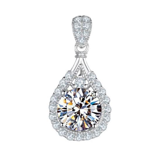 Sparkling Drop Pendant Necklace Women Cubic Zirconia Necklace Elegant Wedding Necklace
