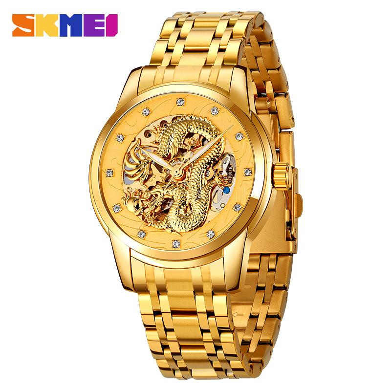 Fashion Hollow Through Bottom Men's Mechanical Watch Full Automatic Movement Waterproof Steel Belt Business Mechanical Watch Men