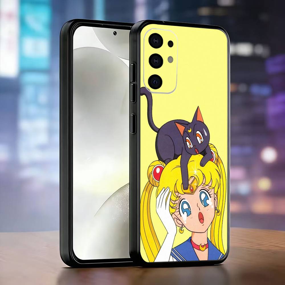 

Мультяшный чехол для телефона S-Sailor M-Moons для Samsung S25,S24,S21,S22,S23,S30,Ultra,S20,Plus,Fe, Мягкий силиконовый черный чехол Samsung S22plus5G