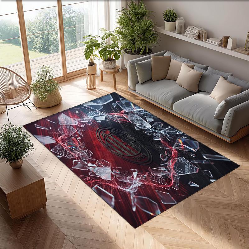 AC Milan Printed Flannel Area Rug Non Slip Soft Polyester Floor Carpet Indoor Decor Mat for Bedroom Living Room Sofa Game Room Home Decoration