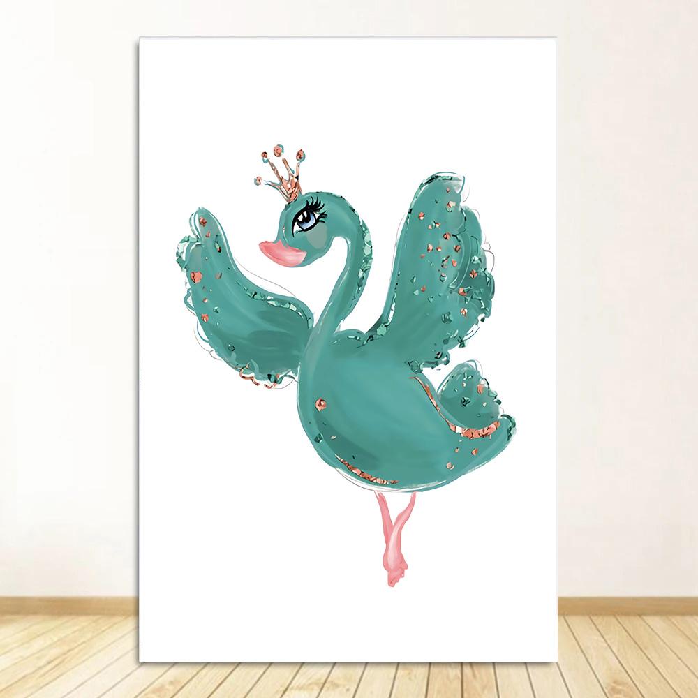 Little Princess Ballerina Canvas Poster Pink Swan Print Painting Nursery Wall Art Posters Ballet Girl Picture Baby Room Decor
