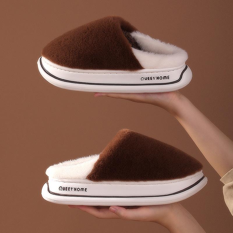 2025 New Cotton Slippers Women's Autumn and Winter Indoor Home and Outdoor Wear Heightening Soft Soles Plush Warm Shoes Men
