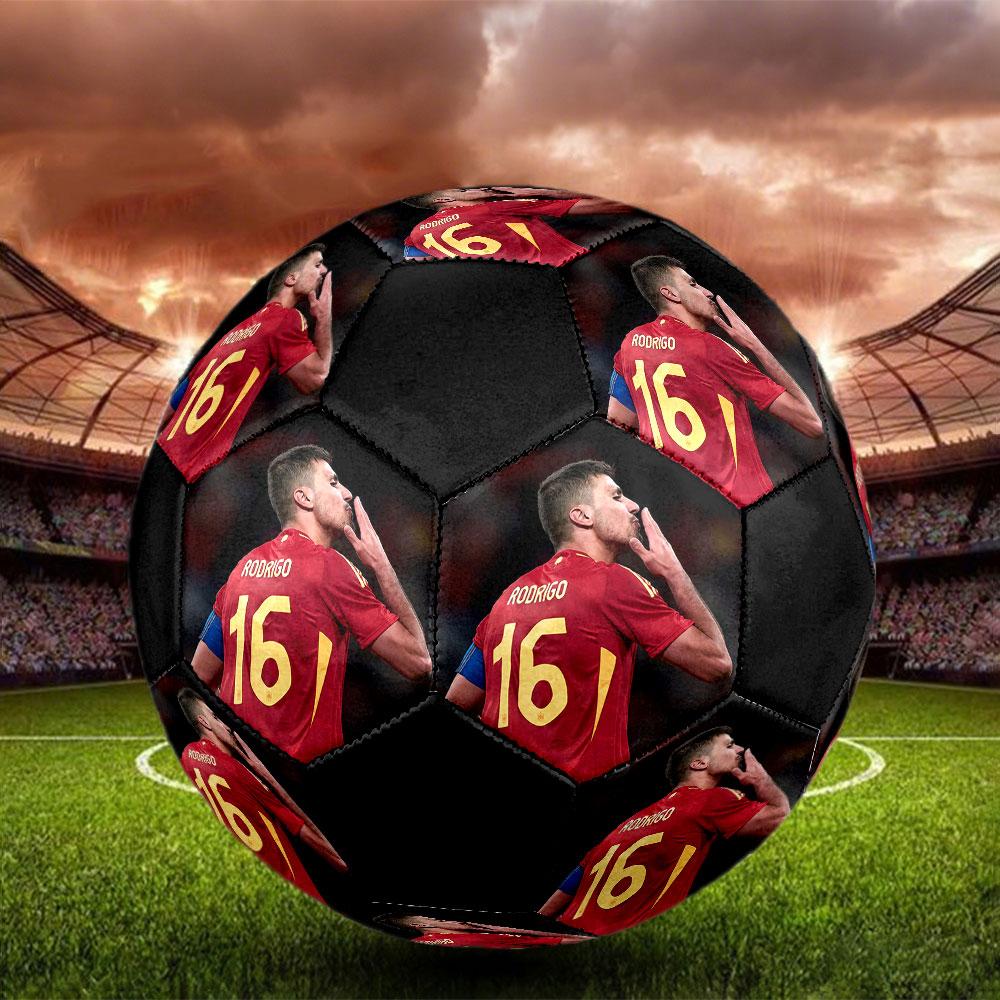 Rodri Size 5 Soccer Ball, Machine-Stitched PVC, Durable & High Bounce, All Ages Fit, fan merchandise, matches & outdoor use.