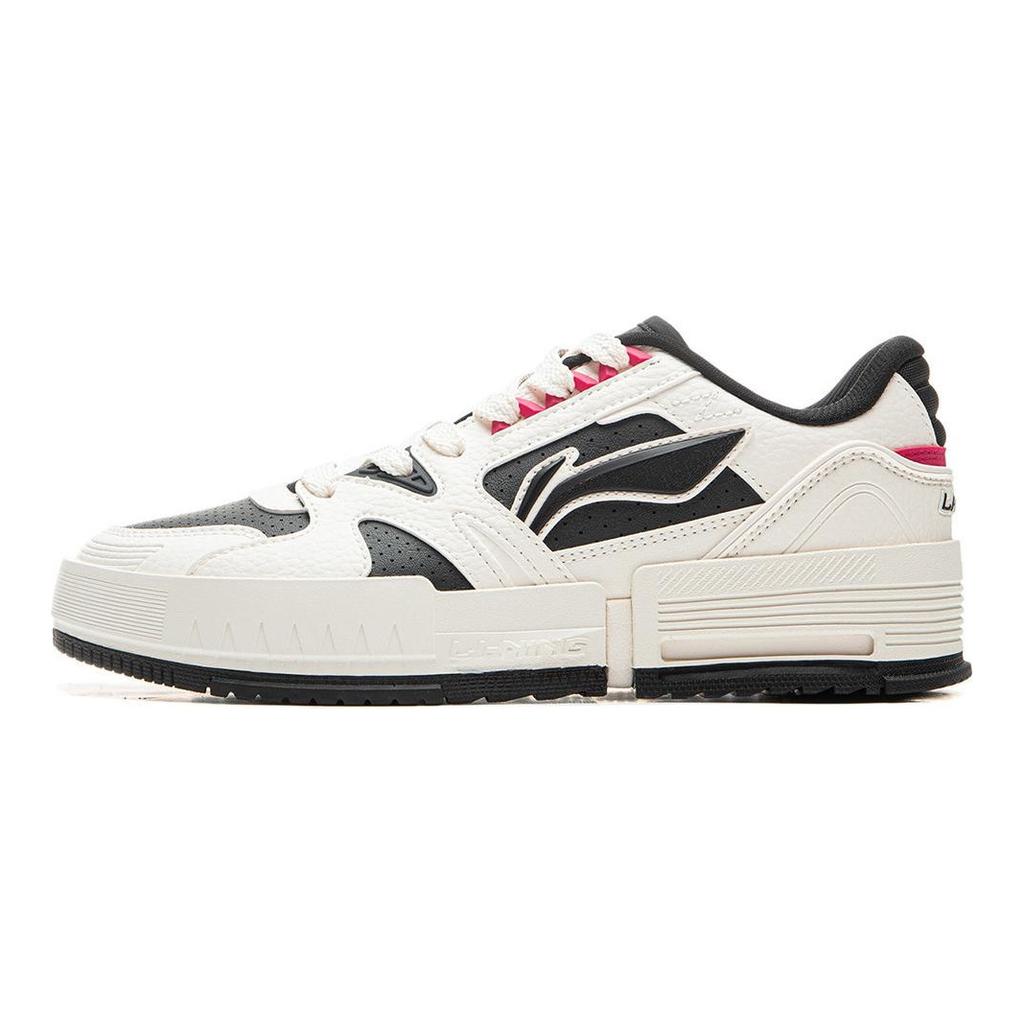 Li Ning Slip Resistant Cushioning Abrasion Resistant Low top Skateboard Shoes Women's White Black AGCU368-2