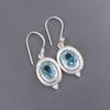 Natural Sky Blue Topaz Gemstone 925 Solid Silver Handmade Jewelry Hook Earrings 1.50" Anniversary Gift EE-1-4