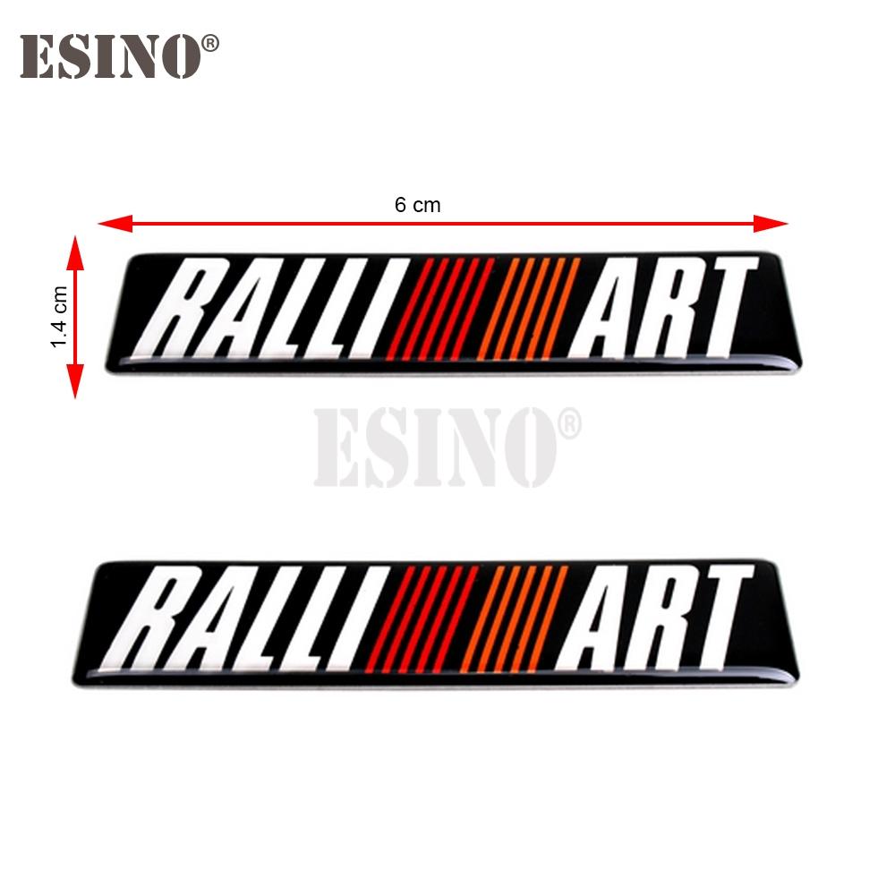 2 stk 3D Bilstyling Aluminium Lim Dekal Bilmerke Biltilbehør Selvklebende Merke for Ralliart Ralli Art