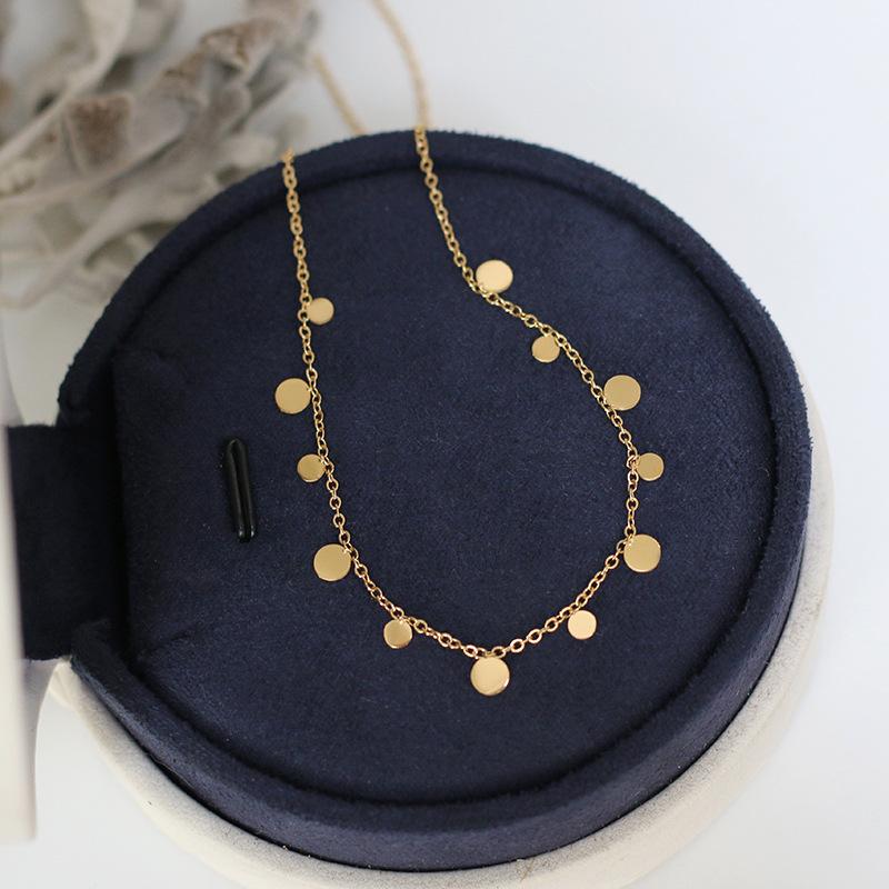 18K Gold Plated Stainless Steel Multi Pendant Necklace Dainty Rectangle Waterdrop Tassel Choker Necklace Women Fashionable