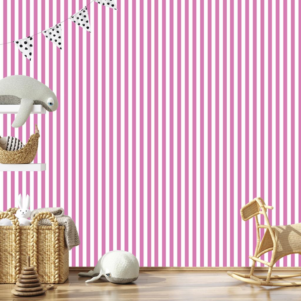 Powder Pink, White and Purple Striped Wallpaper for Living Room and Bedroom 50x1000