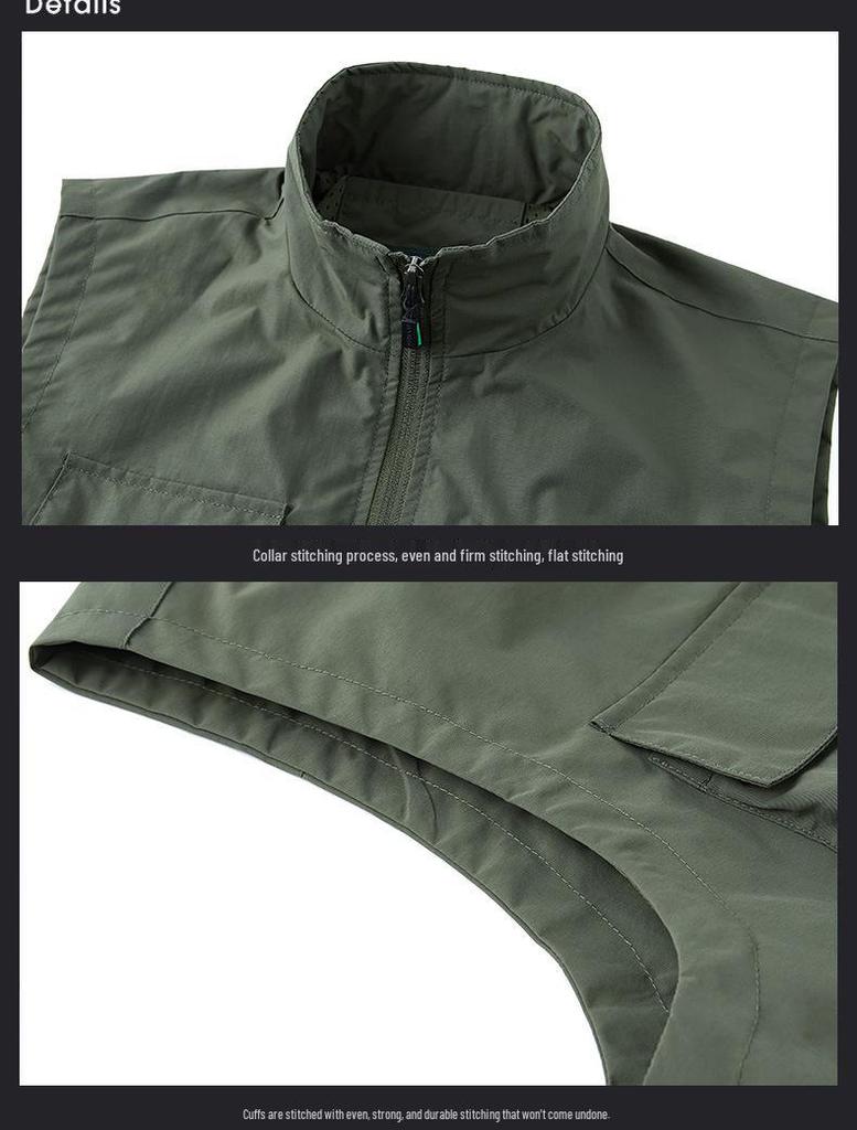 Gilet da pesca casual da uomo multi-tasche per primavera e autunno, per esterni, per mezza età e anziani
