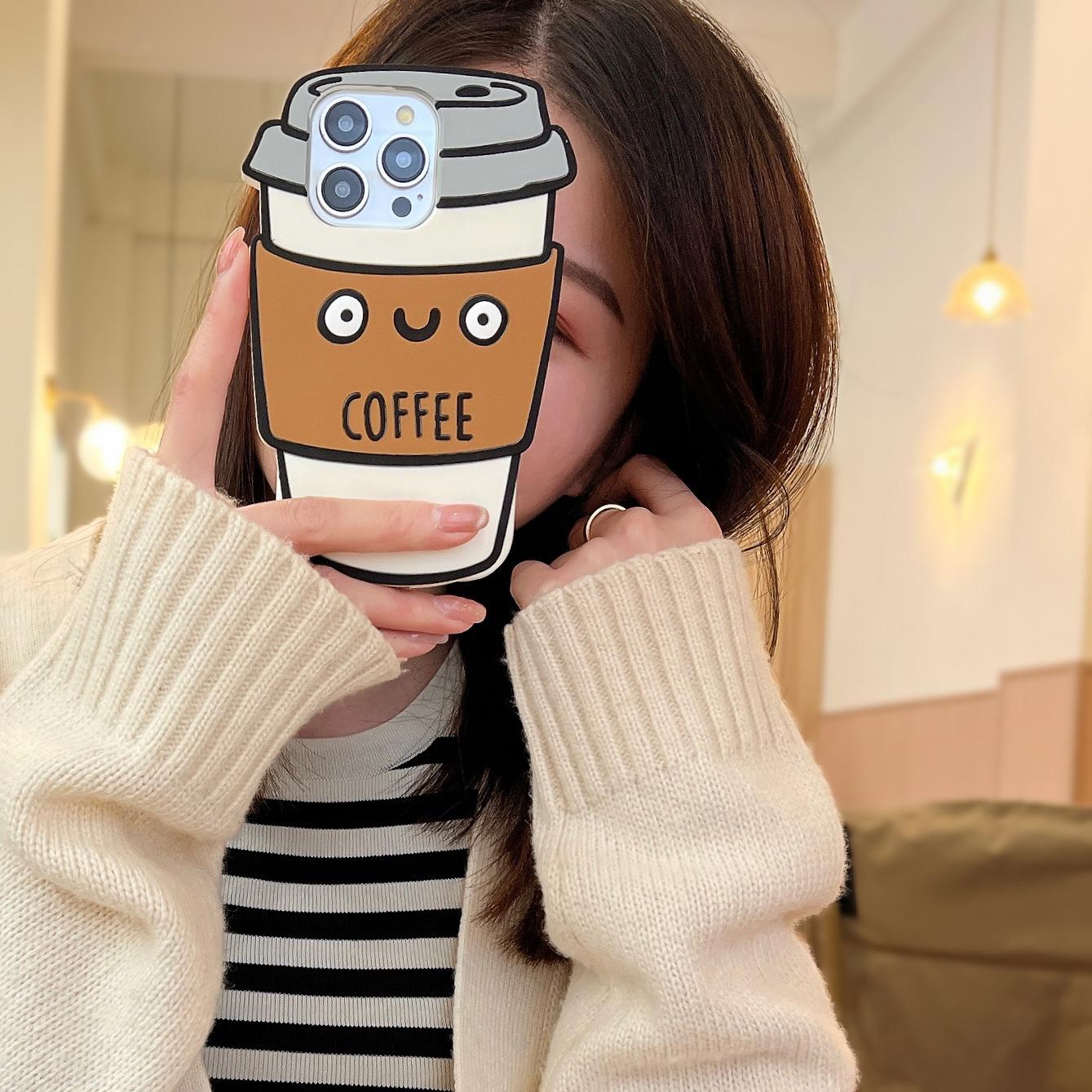 

For iPhone 16 Pro Max Case Funny 3D Coffee Cup Design Silicone Phone Cover A