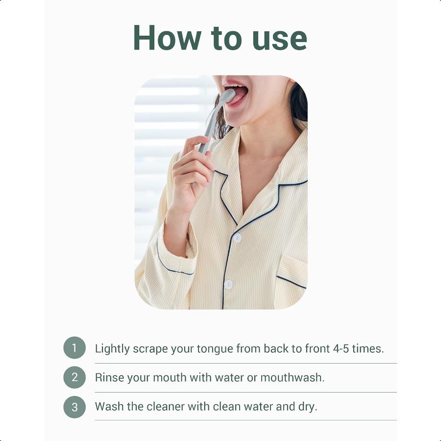 DEARCUS Korean Tongue Scraper with 3 Replaceable Heads 100% BPA Free TPE Tongue Cleaner Reduce Bad Breath and Without Hurt Hygi