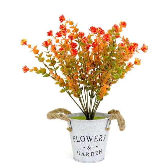 6 Pcs Artificial Fall Flowers UV Resistant Faux Plants Outdoor Decoration Realistic Fake Flower Bundles for Thanksgiving Porch Window Box Planter