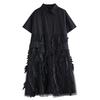DIMANAF 2025 Summer Plus Size Dress Women Dress Loose New Vintage Casual Basic Lace Spliced Shirt Dress
